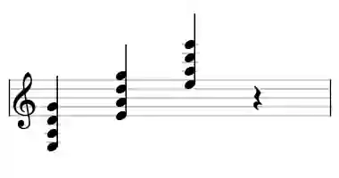 Sheet music of E 4 in three octaves